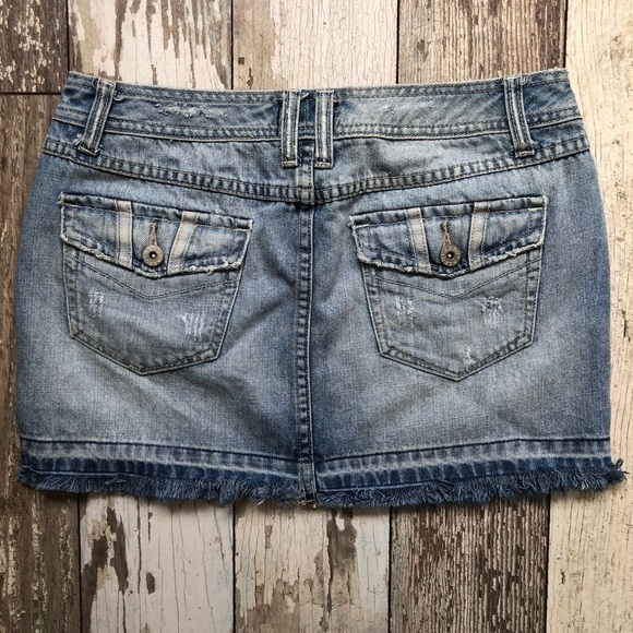 Vintage Aeropostale distressed denim faded mini jean skirt Jr size 3/4 - Picture 7 of 8